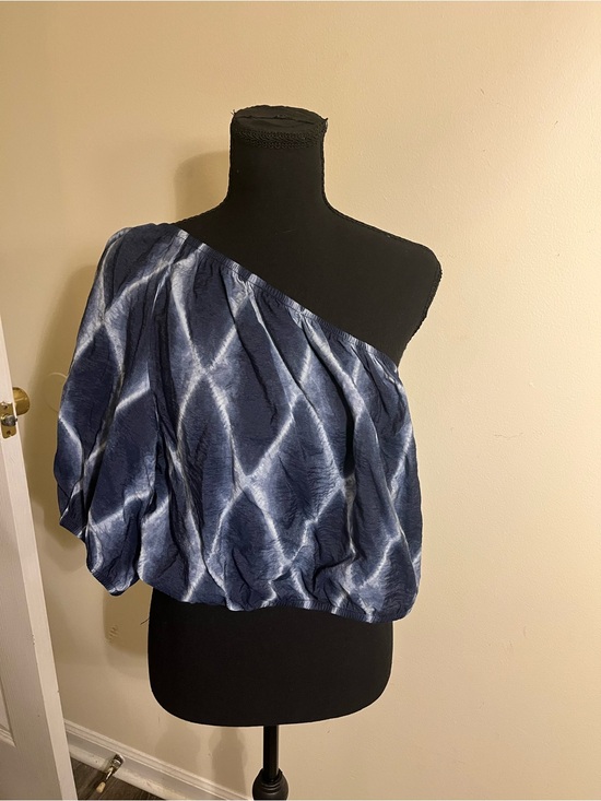 Banana Republic Tops - Banana Republic One-Shoulder Navy Tie-Dye Blouse